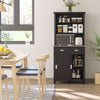 67" Freestanding Buffet with Hutch, Kitchen Pantry Storage Cabinet with Sliding Doors, Drawers and Open Shelves, Adjustable Shelving, Black