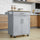 Kitchen Island Cart Rolling Trolley Cart with Drawer, Storage Cabinet & Towel Rack, Grey
