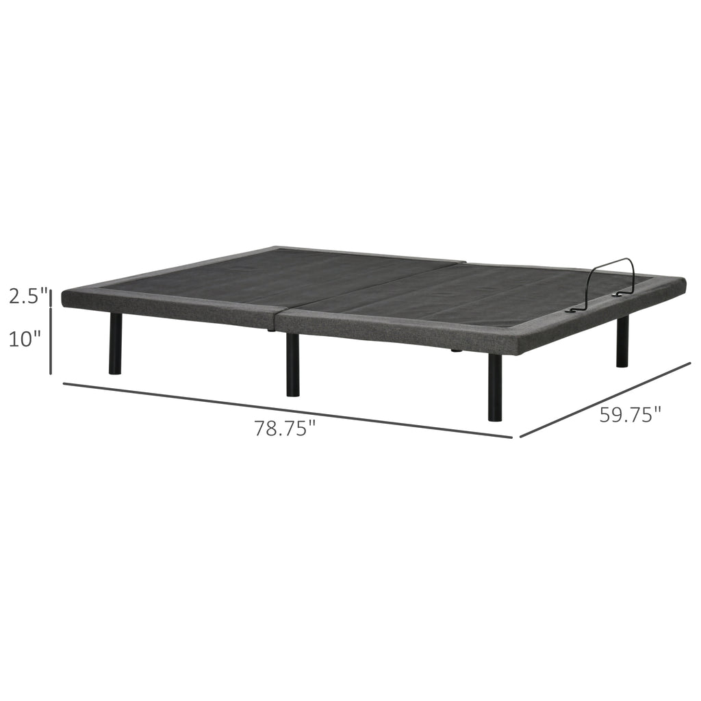 Ergonomic Queen Size Adjustable Bed Frame, Zero Gravity Mode with Head/Foot Raise and Lower, Wireless Remote Control - Dark Grey/Black