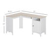 L-Shaped Computer Desk with Open Shelf and Storage Cabinet, Corner Writing Desk with Adjustable Shelf, Natural / White