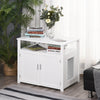 Wooden Cat Litter Box Enclosure Furniture with Adjustable Interior Wall & Large Tabletop for Nightstand  White