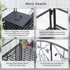 Folding Potting Bench Table, Metal Garden Workstation, Work Bench with Large Built-in Bag with Cover, 5 Hanging Hooks & Storage Shelf, Leaf Pattern