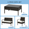 Patio Porch Furniture Sets 4-PCS Rattan Wicker Chair w/ Table Conversation Set for Yard,Pool or Backyard Indoor/Outdoor Use- Brown
