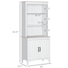 69" Kitchen Buffet Hutch with 3-Tier Shelving, Freestanding Storage Pantry Cabinet, Sideboard with Shelves and Open Countertop, White