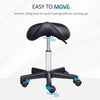 Adjustable Hydraulic Swivel Salon Massage Spa Seat Tattoo Parlor Rolling Saddle Stool with PU Leather - Black