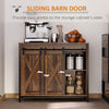 Industrial Sideboard, Buffet Cabinet with Sliding Barn Doors, Storage Cabinets and Adjustable Shelves for Living Room, Rustic Brown