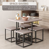 5 Piece Dining Table Set, Square Kitchen Table Set With Stools for Small Space, Breakfast Nook, Natural Wood