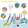 5 in 1 Kids Slide and Swing Set with Basketball Hoop Football Goal Water-fillable Base Toddler Playground Activity Center Indoor Exercise Toy