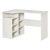 L-Shaped Corner Home Office Computer Desk, Study Table PC Workstation with Storage Shelf, Space Saving, White Wood Grain