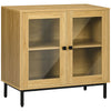 Storage Cabinet Kitchen Sideboard with Glass Doors Metal Legs for Living Room Dining Room Bedroom Grey