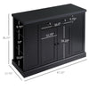 Fluted-Style Kitchen Island, Wooden Storage Cabinet, Rolling Kitchen Island Cart with Draw, Adjustable Shelves and Anti-Toppling Design, Black