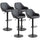 Adjustable Bar Stools, Swivel Counter Height Barstools with Footrest and Back, PU Leather and Steel Round Base, for Kitchen Counter and Dining Room, Set of 4, Black