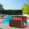 Patio Wicker Pool Float Storage Basket, Outdoor PE Rattan Pool Caddy w/ Rolling Wheels for Floats, Noodles, Paddles, Accessories, Mix Brown