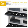 Wooden Rabbit Hutch Bunny Hutch Elevated Pet House with No Leak Tray Lockable Door Openable Top for Indoor 57.75" x 18" x 32.5" Grey