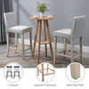Modern Bar Stools Set of 2, Upholstered Barstools Kitchen Island Chair with Build-In Footrest, Solid Wood Legs, Beige