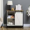 Buffet Cabinet, Farmhouse Sideboard, Bar Cabinet with Adjustable Shelf, Sliding Barn Door for Kitchen, White and Brown