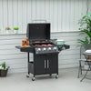 52" Barbecue Grill with Wheels 4+1 Burner Liquid Propane Gas Grill Outdoor Cabinet Style BBQ Trolley w/ Side Burner, Warming Rack