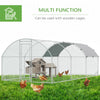 Galvanized Large Metal Chicken Coop Cage Walk-in Enclosure Poultry Hen Run House Playpen Rabbit Hutch with Cover for Outdoor Backyard, Silver