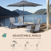 8 Piece Patio Dining Set with Table Umbrella, 6 Chairs and Rectangle Dining Table, Outdoor Patio Furniture Set, Grey