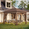 12' x 12' Pop Up Canopy Sun Shade Instant Tent Folding with Mesh Sidewall Netting, 3-Level Adjustable Height and Storage Bag, Khaki