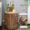 Decorative Side Table with Round Tabletop, Tree Stump Shape End Table with Wood Grain Finish, for Indoors and Outdoors, Natural