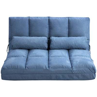 Convertible Recliner Sofa, Folding Floor Sofa Chair with Adjustable Backrest and Headrest, Blue