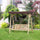 2-Person Outdoor Swing Porch Swing with Wooden Stand, Strong A-Frame Design, & Adjustable Water-Fighting Canopy