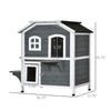 Wooden 2-Story Outdoor Cat House, Feral Cat Shelter Kitten Condo with Escape Door, Openable Asphalt Roof and 4 Platforms, Grey