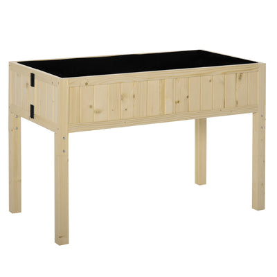 Wood Rectangular Garden Planter Folding Design, Outdoor Workstation with Drainage Hole, 45.25'' x 22'' x 30''