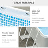 11ft x 7ft x 32in Steel Frame Pool with Filter Pump, Outdoor Rectangular Frame Above Ground Swimming Pool, Light Grey