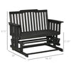 2-Person Patio Swing Glider Bench with Quick Drying Design and Widen Armrest, Wood Rocking Chair Loveseat for Backyard Garden Porch, Black