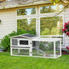 Rabbit Hutch 2-Story Bunny Cage Small Animal House with Slide Out Tray, Detachable Run, for Indoor Outdoor, 61.5" x 23" x 27", Light Grey