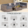 Wicker Patio Furniture Sets,7-Piece Outdoor Sectional- Grey