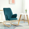 Accent Rocking Chairs, Upholstered Nursery Glider Rocker, Modern Armchair, Wingback Chair for Living Room and Bedroom, Blue