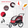 Elite Double Child Two-Wheel Bicycle Trailer with 2 Safety Harnesses - Red / Black