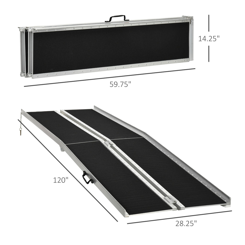 Mobile Ramp Pvc Aluminum Portable Skidproof PVC Carpeted Folding Wheelchair Ramp, 10'