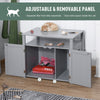 Wooden Cat Litter Box Enclosure Furniture with Adjustable Interior Wall & Large Tabletop for Nightstand  Grey