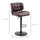 Bar Height Bar Stools Set of 2 with Adjustable Seat, Thick Padded Cushion and Metal Footrest for Home Bar, Brown