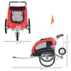 Dog Bike Trailer 2-In-1 Pet Stroller with Canopy and Storage Pockets, Red