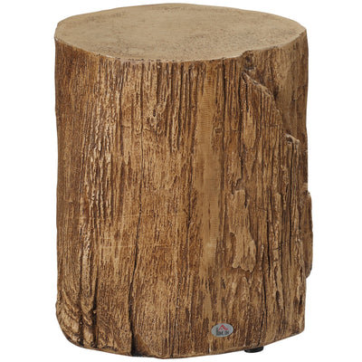Decorative Side Table with Round Tabletop, Tree Stump Shape End Table with Wood Grain Finish, for Indoors and Outdoors, Natural