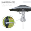 9' 3-Tier Patio Umbrella, Outdoor Market Umbrella with Crank and Push Button Tilt for Deck, Backyard and Lawn, Dark Grey