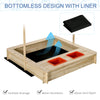 Kids Wooden Sandbox, w/ Adjustable Canopy, Seats, for Backyard, Beach, Natural
