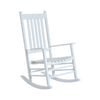 Outdoor Rocking Chair, Wooden Rustic High Back All Weather Rocker, Slatted for Indoor, Backyard & Patio, White