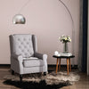Fabric Tufted Club Accent Chair with Removable Cushion Wooden Legs - Grey