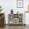 Kitchen Sideboard, Glass Door Buffet Cabinet, Server Cupboard with Storage Drawers & Adjustable Shelves for Living Room, Grey