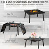 34" Outdoor Fire Pit, Portable Wood Burning Firepit Table, Barbecue Grill with Spark Screen, Poker, and Rain Cover for BBQ, or Camping