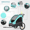 3-in-1 Folding Child Bike Trailer Baby Trailer with Shock Absorbing Frame & Adjustable Handlebar, Blue/Grey