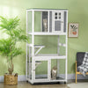 Outdoor Cat House, Wooden Catio on Wheels, Large Kitten Playpen with Weather Protection Roof, 2 Platforms, Resting Condo, Enter Door 36"L