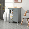 Grey Kitchen Cart, Rolling Kitchen Island Cart on Wheels, Rubber Wood Tabletop, Serving Utility Trolley Cart, Grey