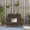 Outdoor Adirondack Chair, Wooden Loveseat Bench, Lounger Armchair with Flat Back for Garden, Deck, Patio, Fire Pit, Brown